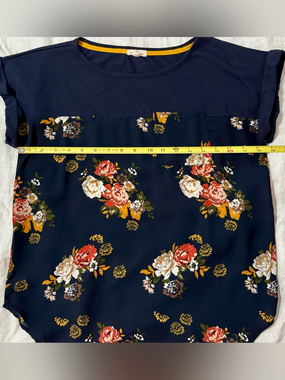 Mason & Belle Mixed Media Floral Cuffed Sleeve Top | Women’s Small - Picture 9 of 10